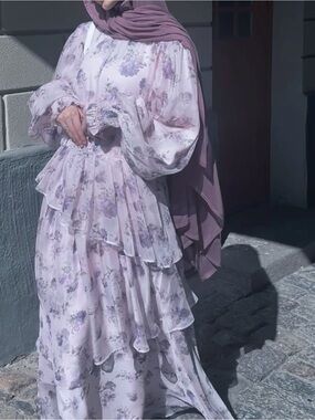 Batul The Collection Floral Tiered Long Sleeve Maxi Dress